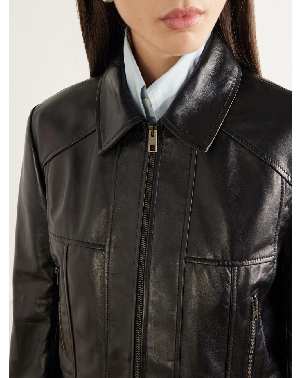Nili Lotan Black Leather Cropped Jacket