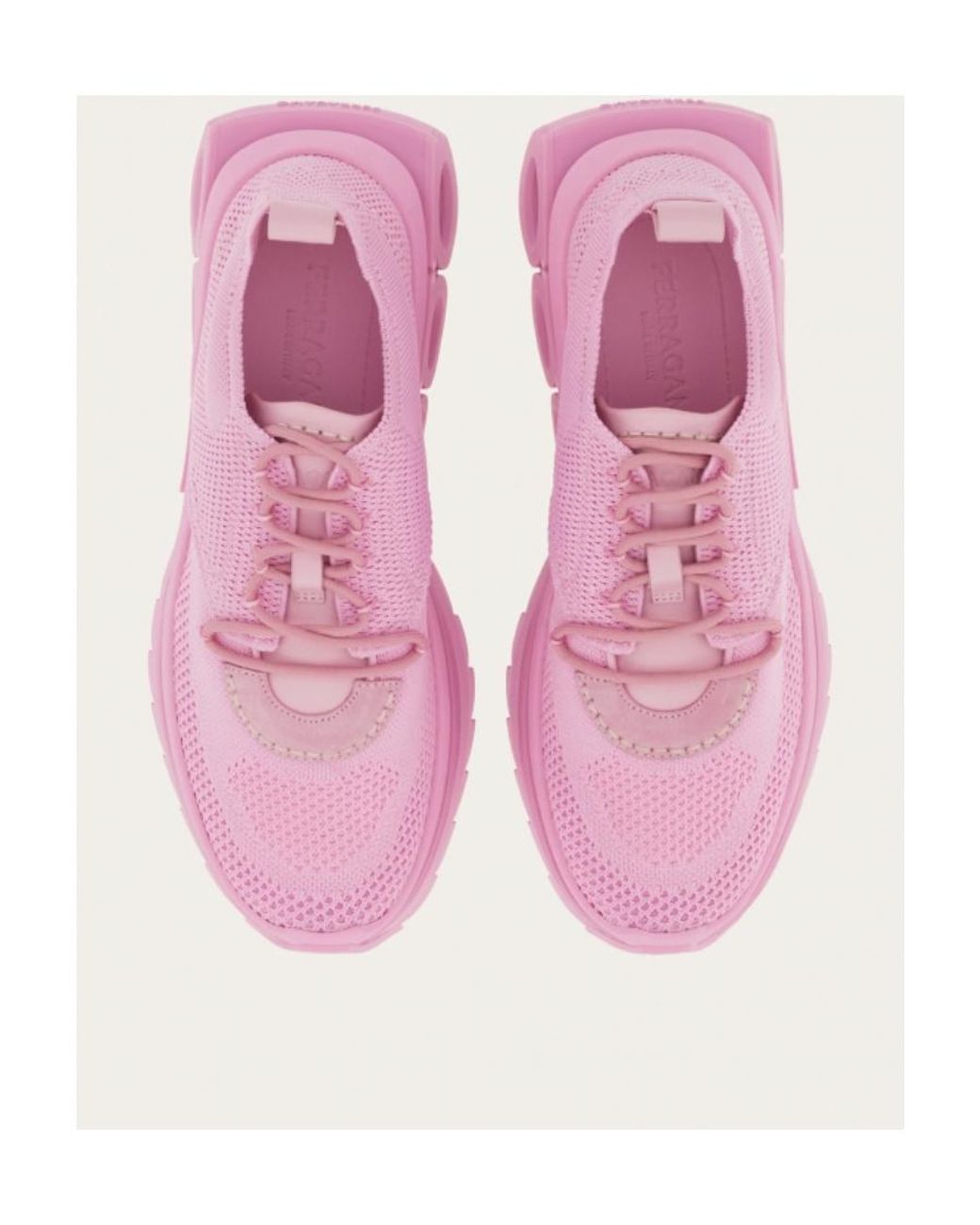 Ferragamo Pink Ferragamo Gancini Lace-Up Sneakers