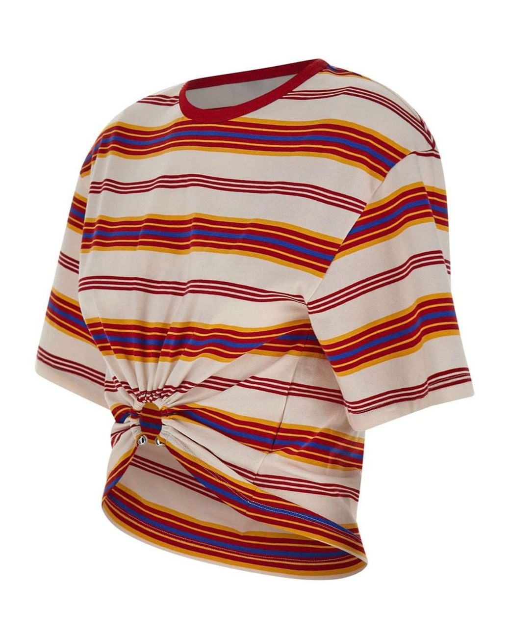 Rabanne Red Rabanne Ruched Ring Cropped T-Shirt
