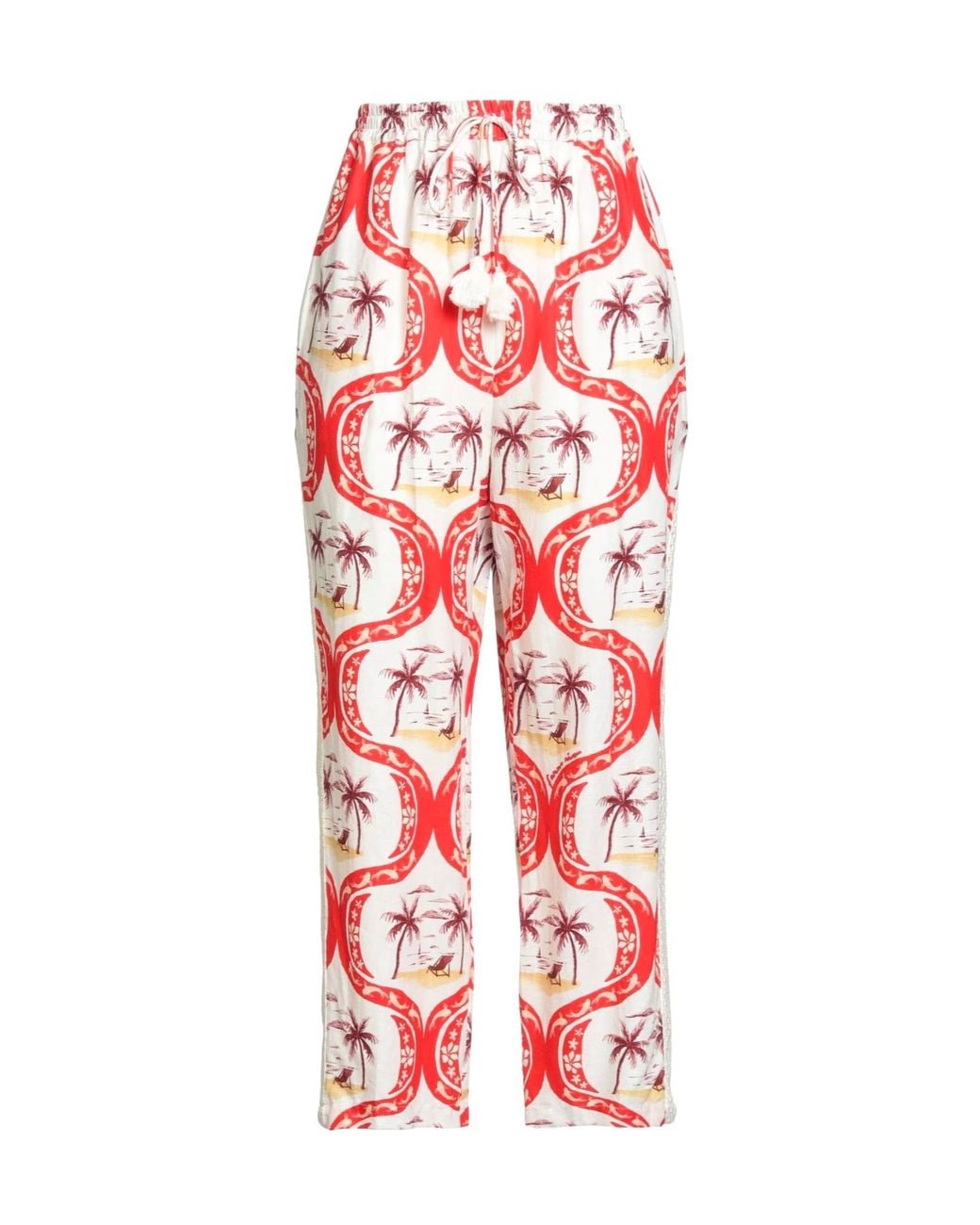 Farm Rio Red Printed Casual Pants