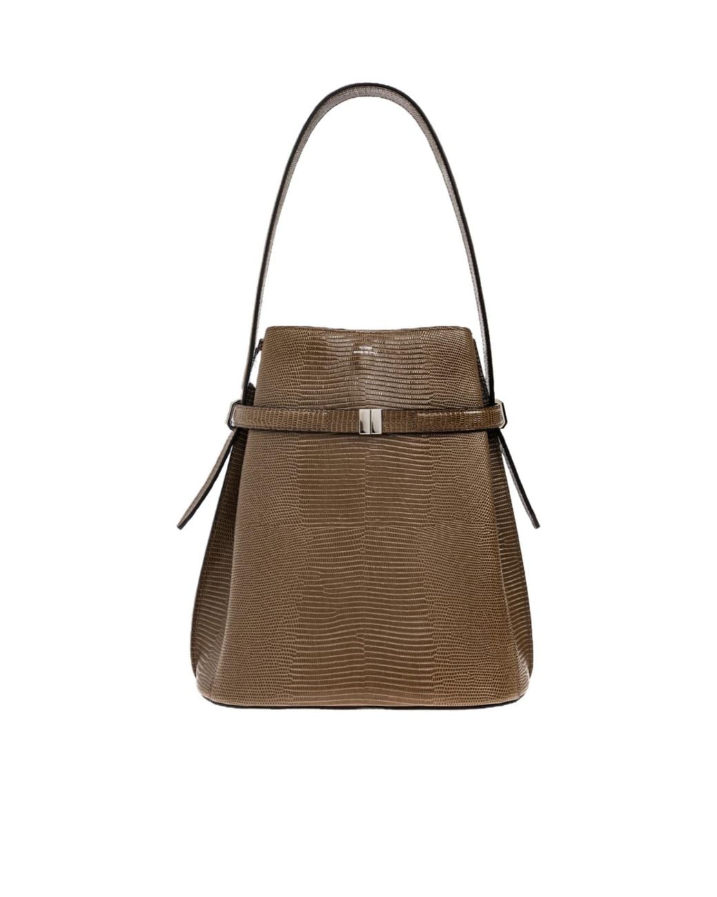 Totême Brown Totême Belted Embossed Bucket Bag