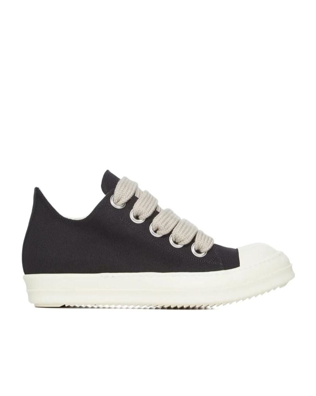 Rick Owens Black Low Top Lace Up Sneakers