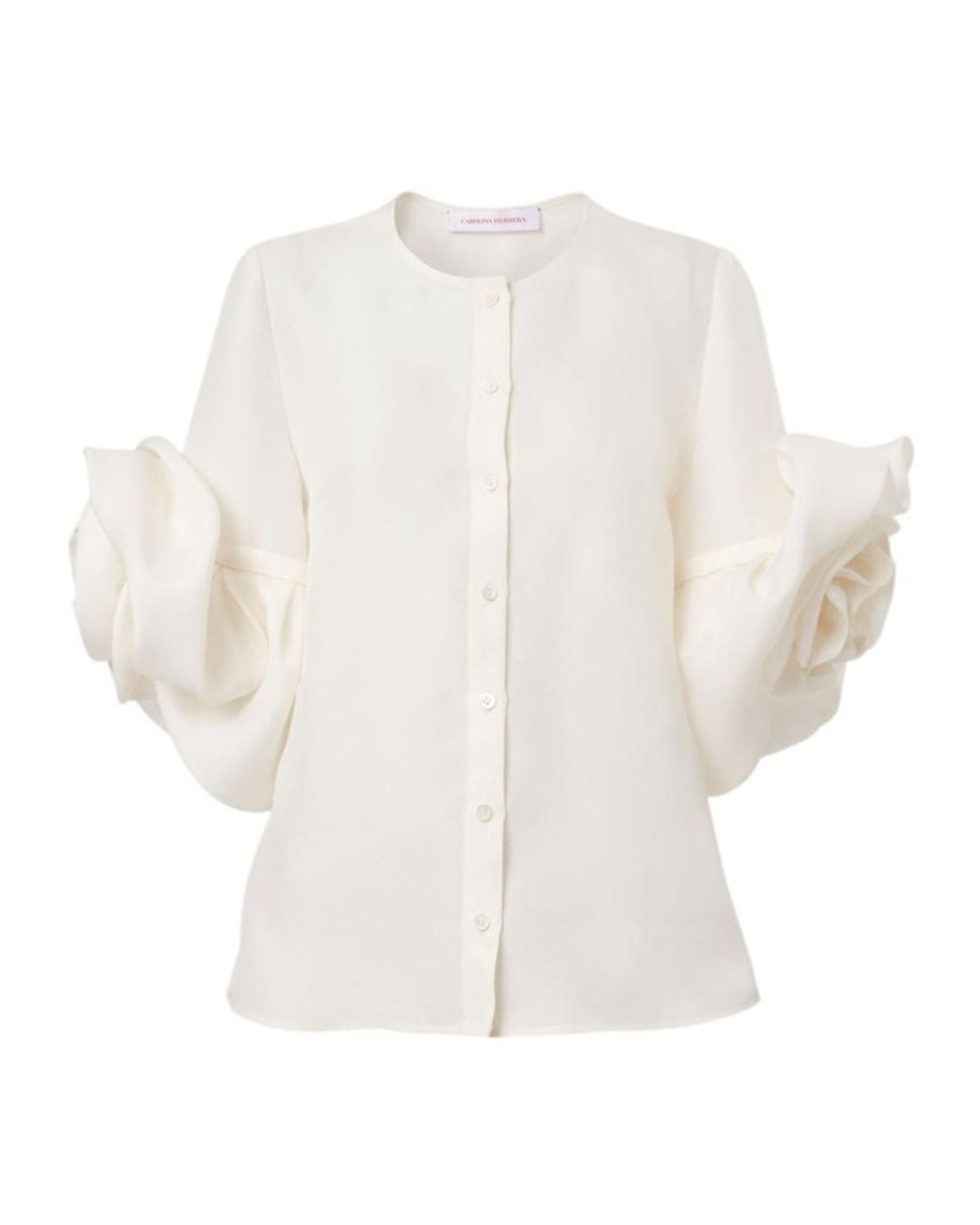 Carolina Herrera White Gazar Blouse With Rosettes