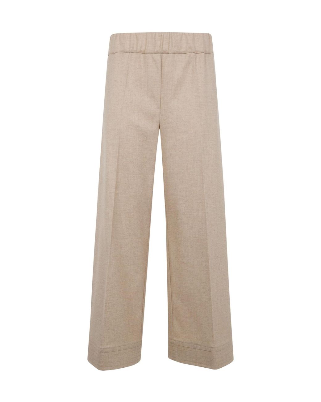 D.exterior Natural Flannel Wide-Leg Pants