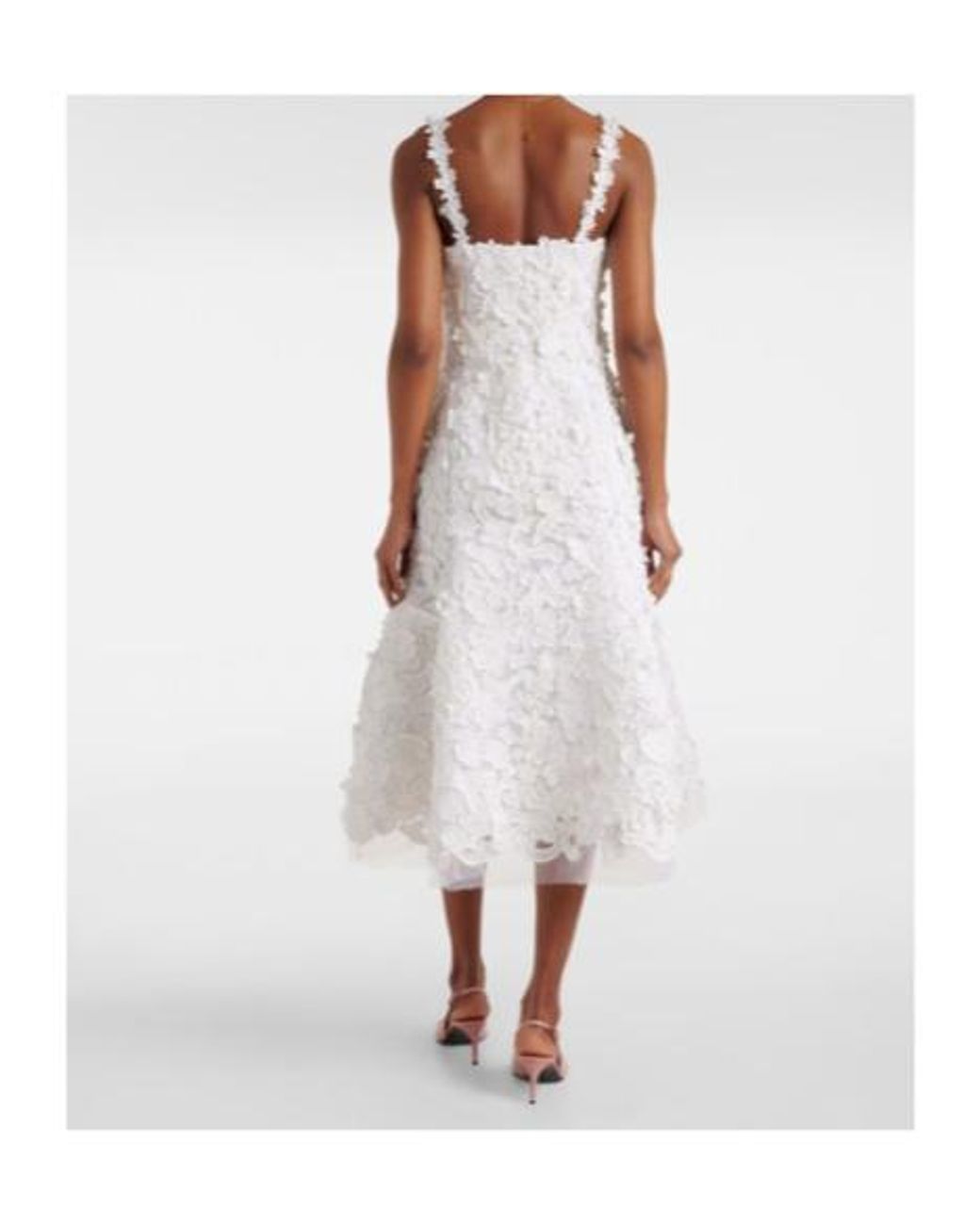 Carolina Herrera White Guipure Lace Midi Dress
