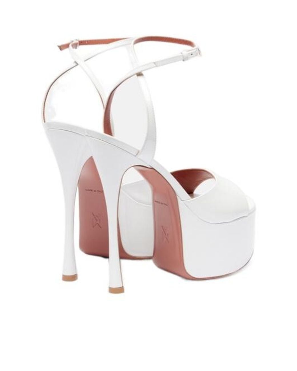 AMINA MUADDI White Patent Leather Platform Sandals