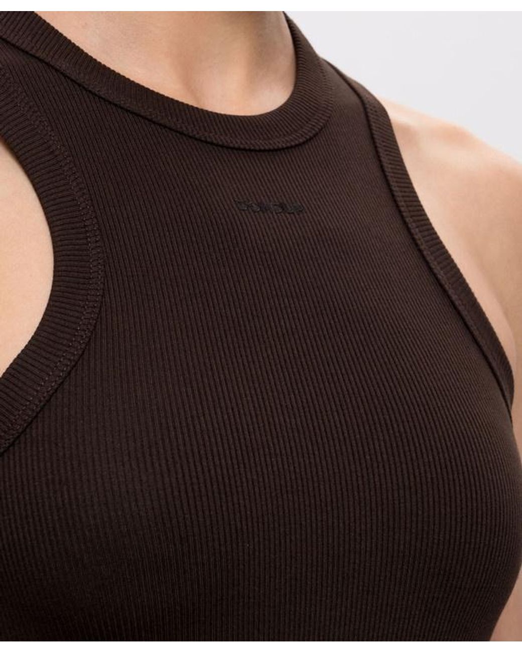 Dondup Brown Fine-Ribbed Stretch Tank Top