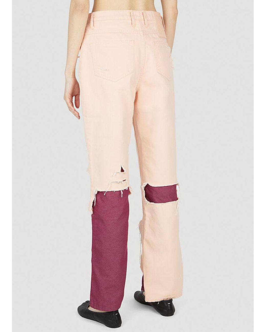 Raf Simons Pink High Waist Distressed Jeans