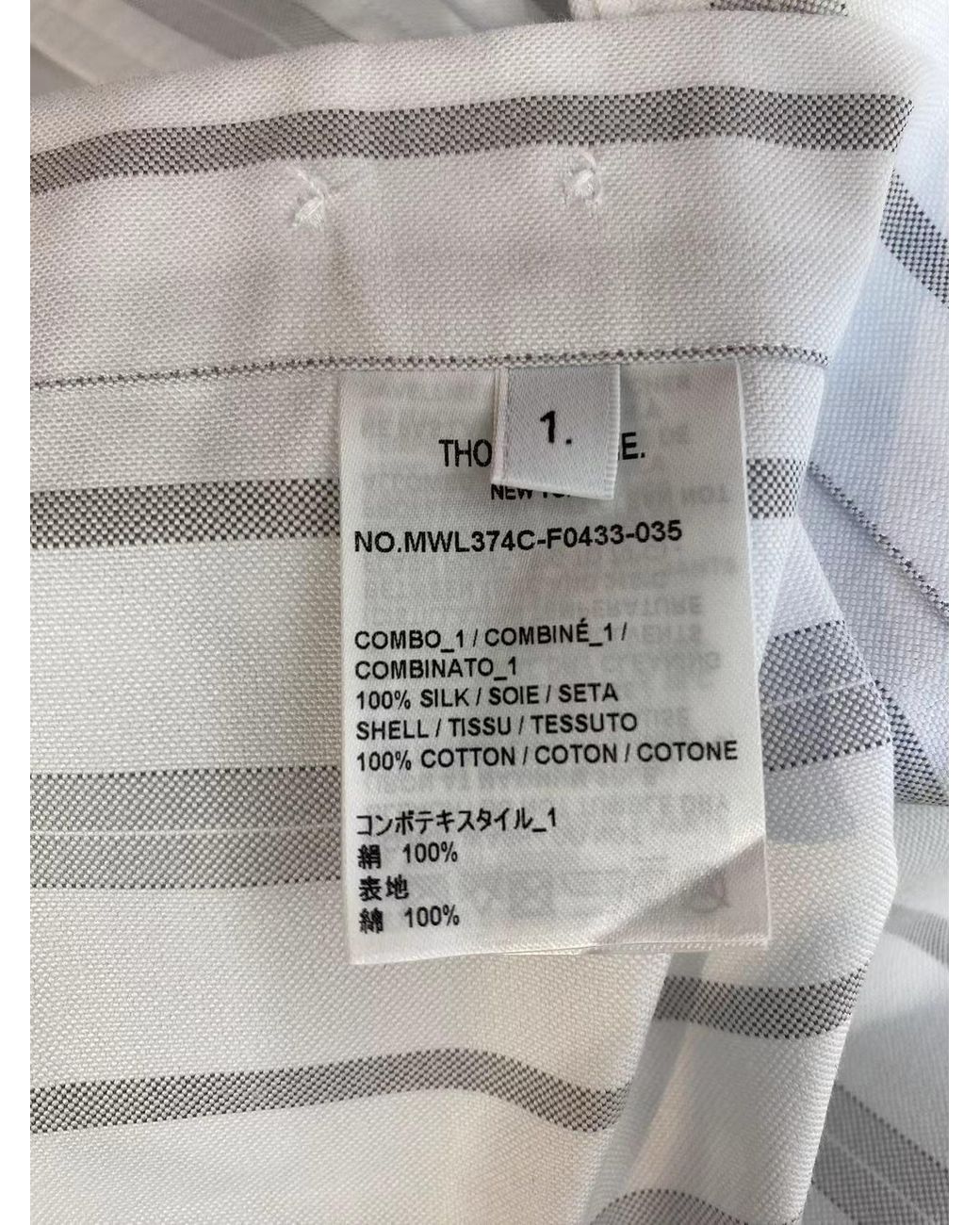 Thom Browne White Bar Striped Buttoned Shirt for men