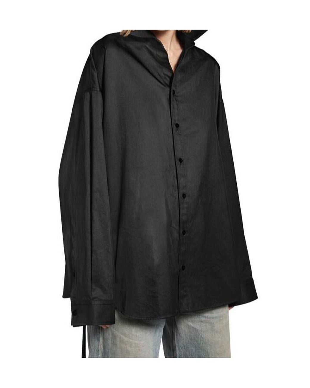 Balenciaga Black Lace-Up Long-Sleeved Shirt