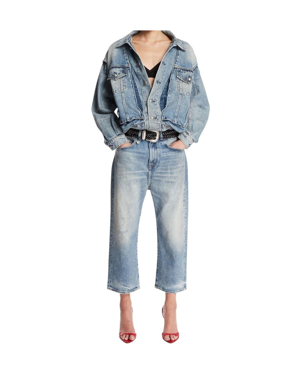R13 Blue Button-Front Denim Jacket