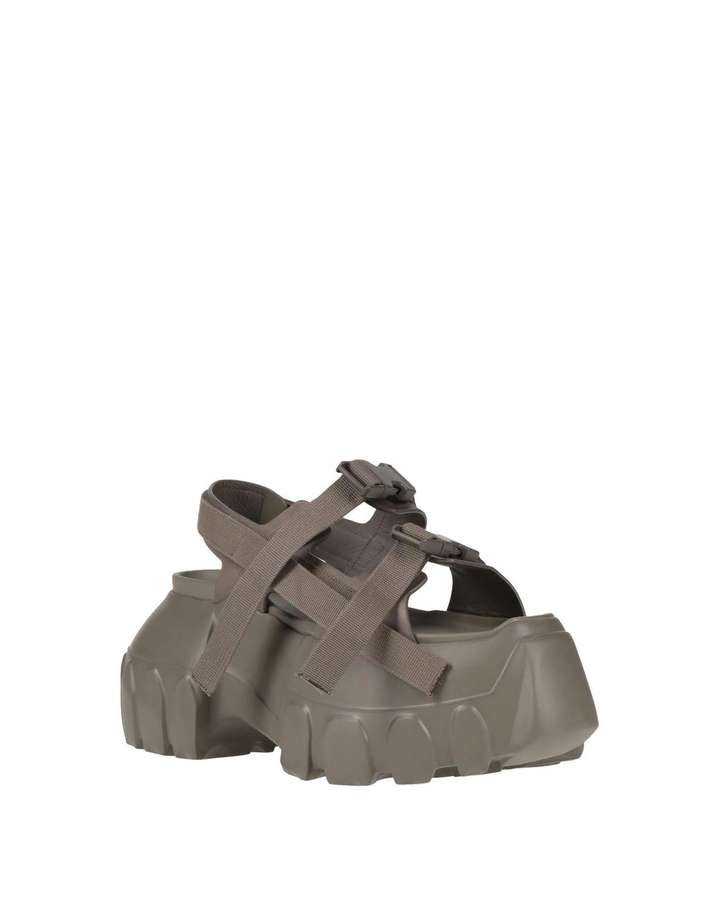 Rick Owens Gray Minimalist Elastic Strap Block-Heel Sandals