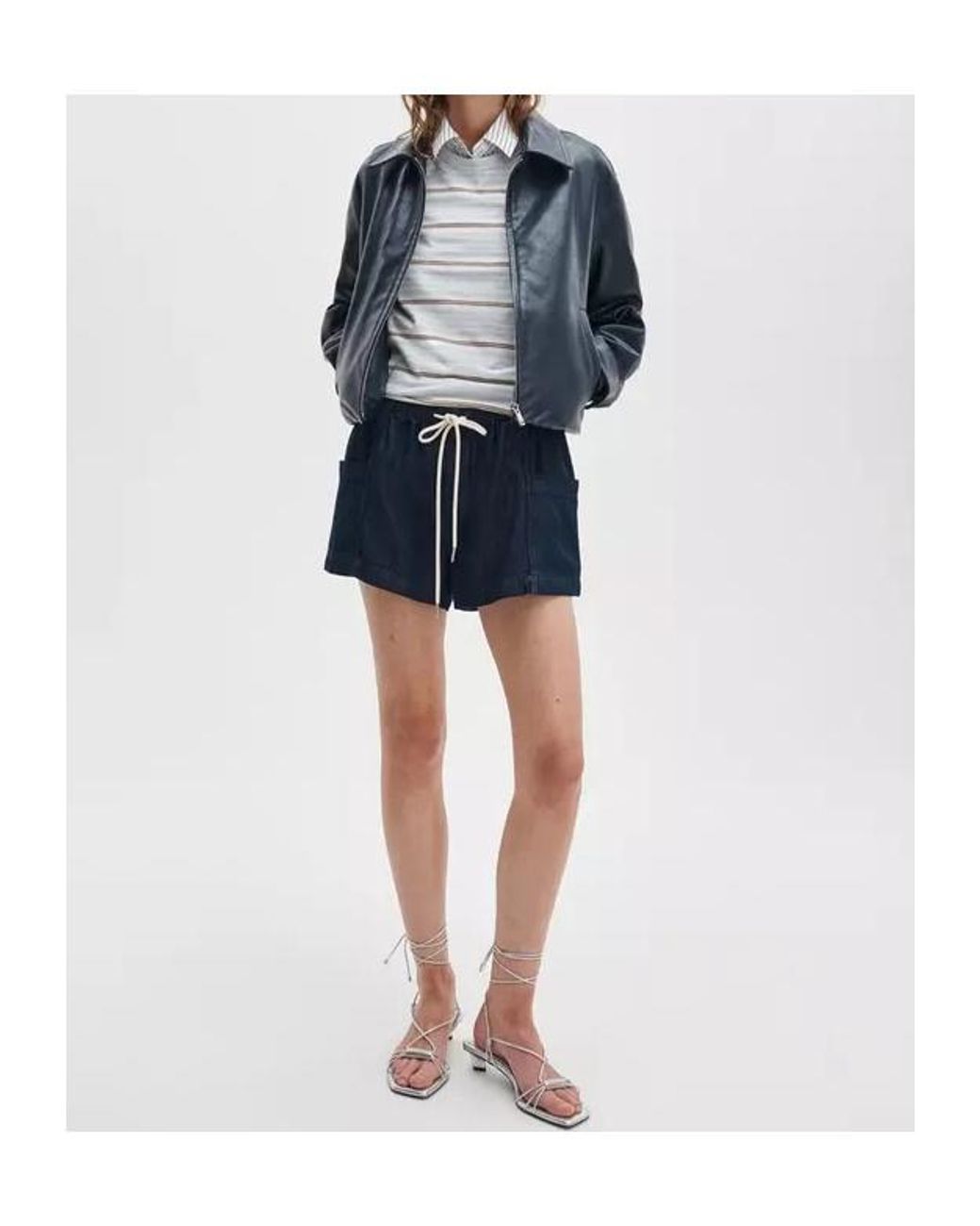 Rag & Bone White Coarse-Knit Striped T-Shirt