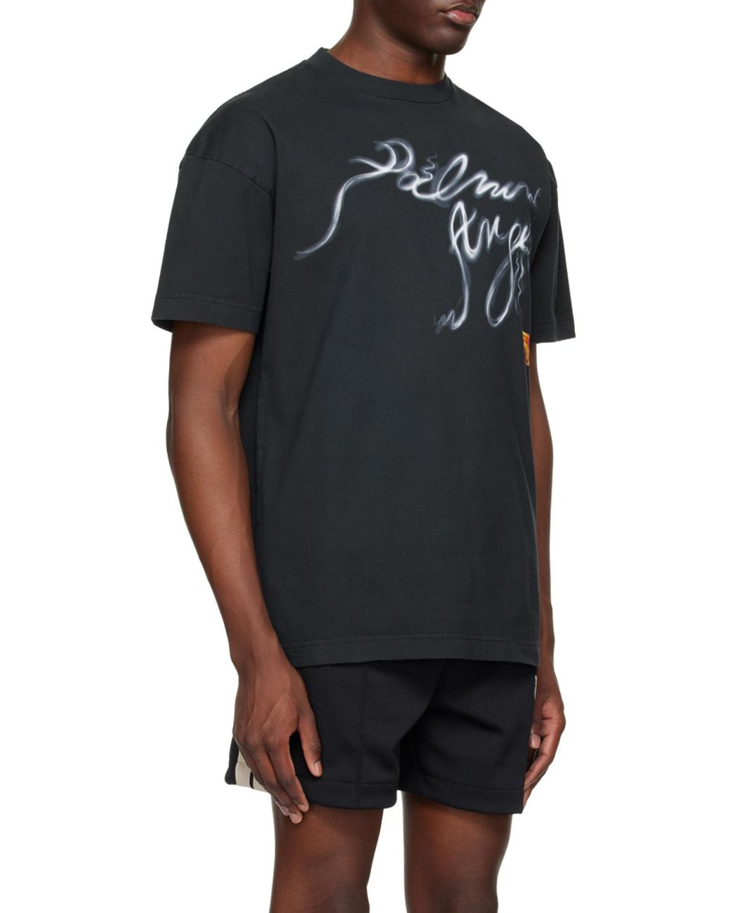 Palm Angels Black Logo Printed Crewneck T-Shirt for men