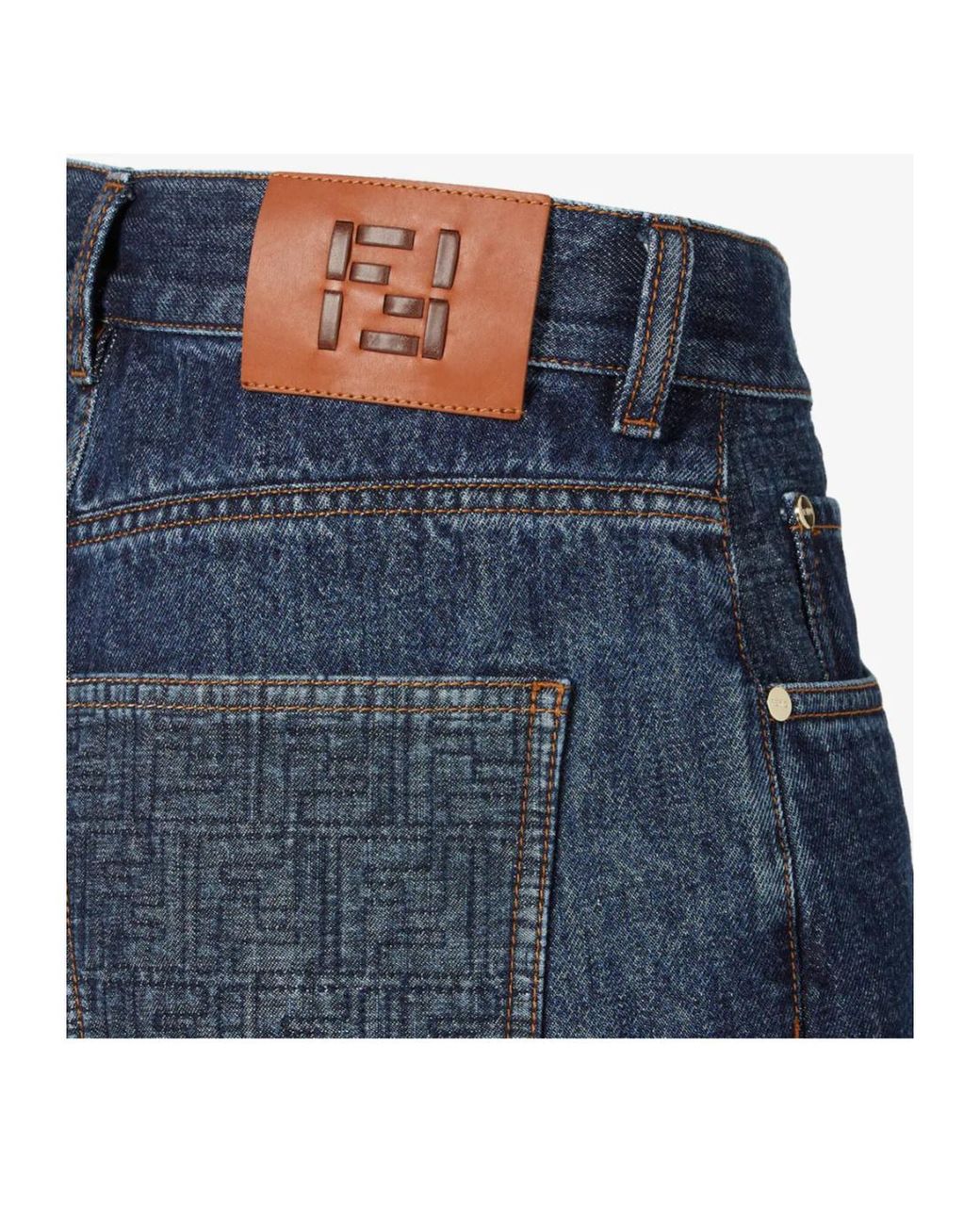 Fendi Blue Logo Patch Denim Shorts