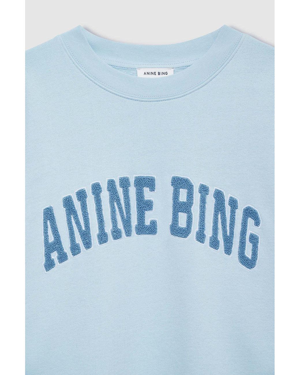 Anine Bing Blue Mile Logo Flocked Crewneck Sweatshirt