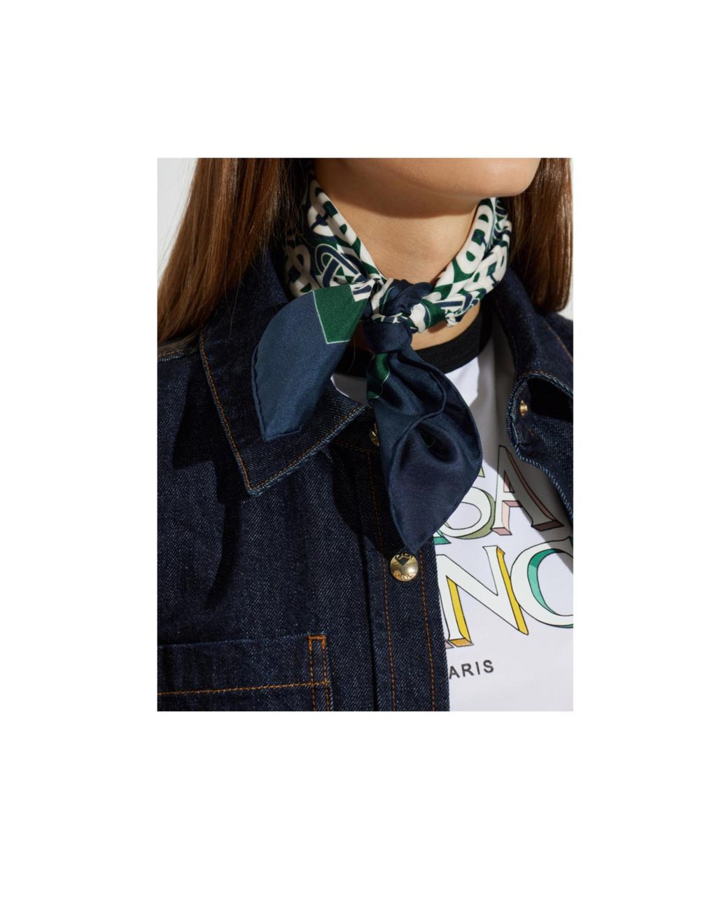 Casablanca Blue Monogram-Print Silk Scarf for men