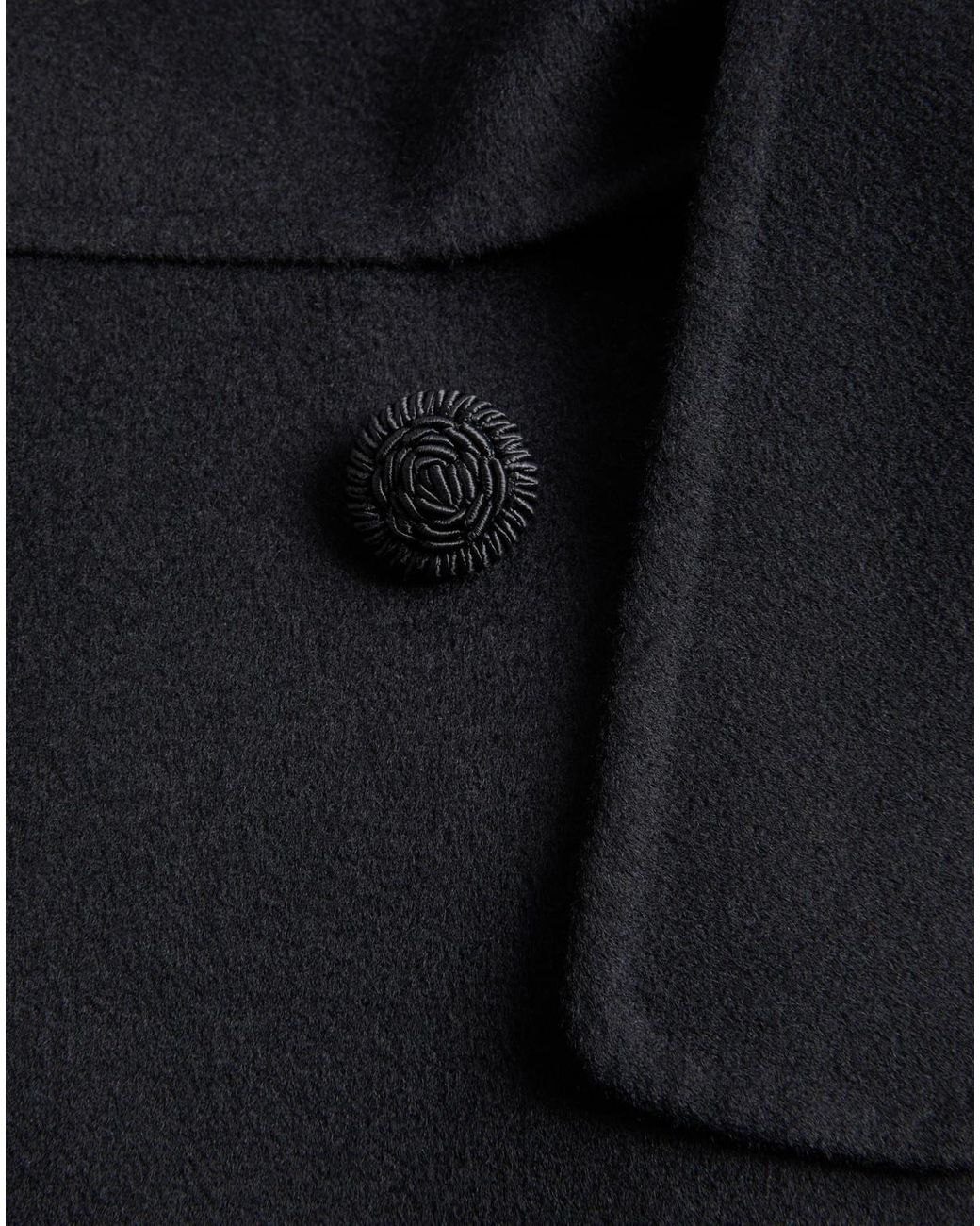 Valentino Black Faux Fur-Trimmed Double-Breasted Coat