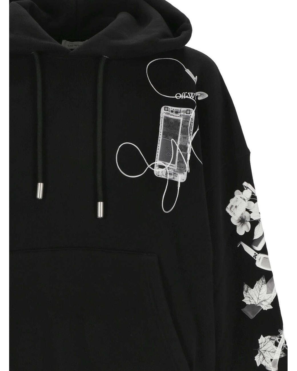 Off-White c/o Virgil Abloh Black Logo Printed Drawstring Hoodie for men