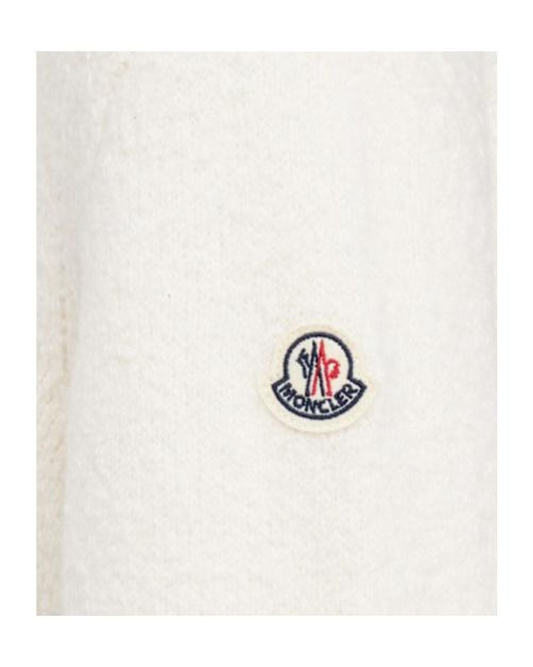 Moncler White Embroidered Logo Cotton Blend Sweater
