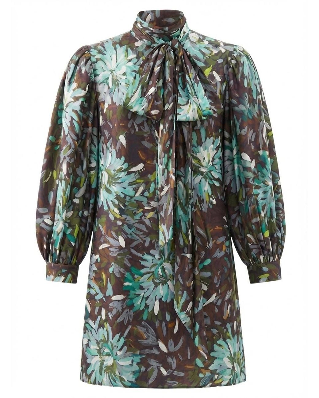 Gucci Gray Printed Silk Twill Dress
