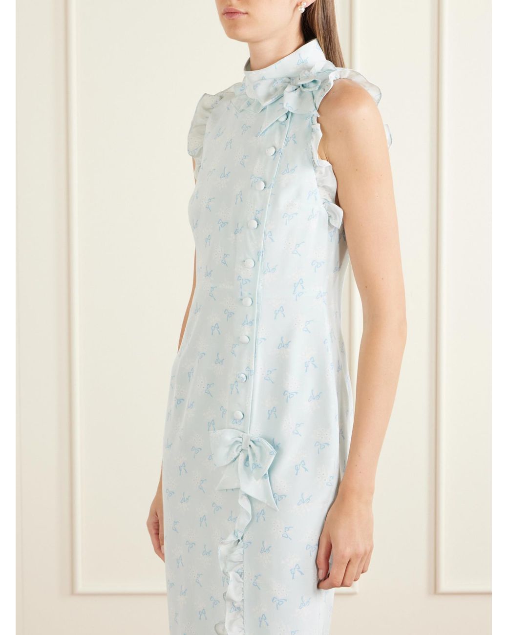Alessandra Rich White Printed Silk Midi Dress