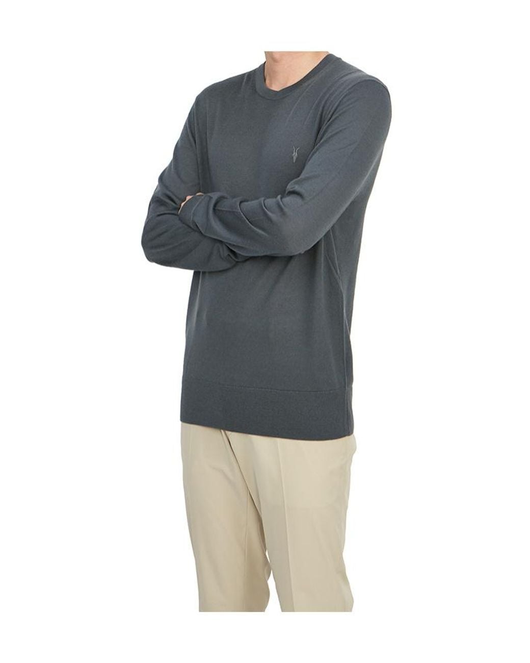 AllSaints Gray Crew Neck Sweater for men