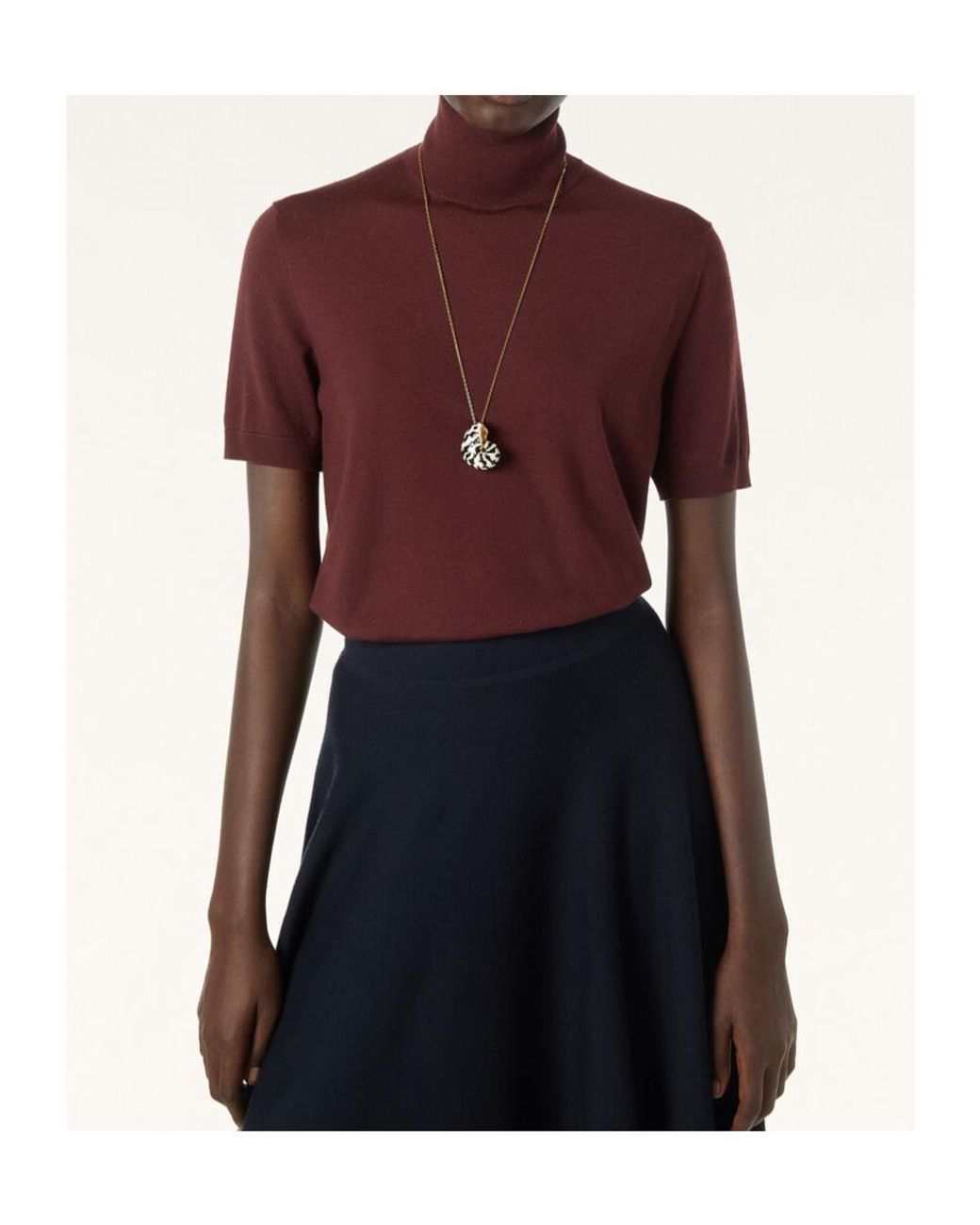 Loro Piana Red Short-Sleeved Turtleneck Sweater