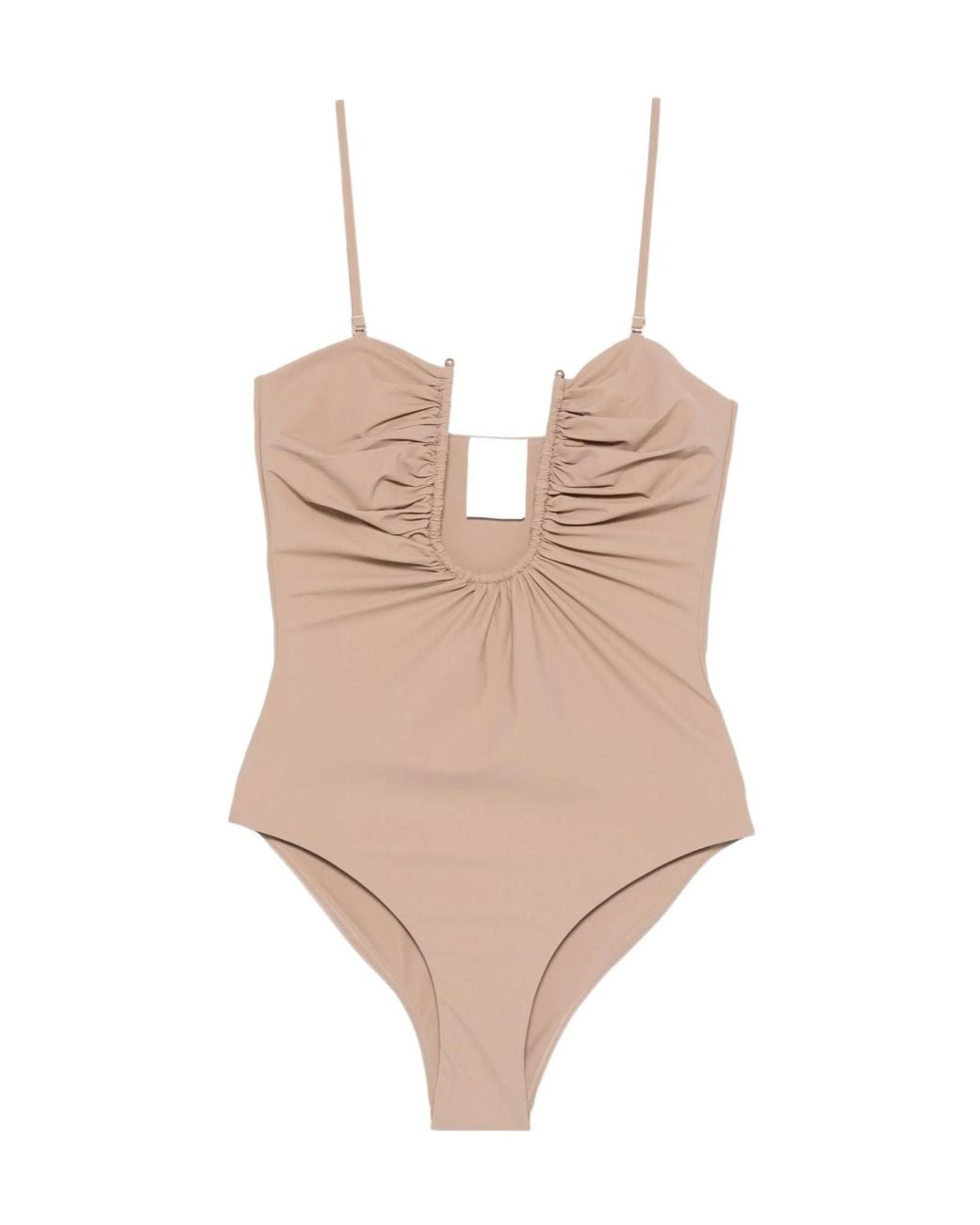 Christopher Esber Natural Arced Ruched One-Piece Swimwear