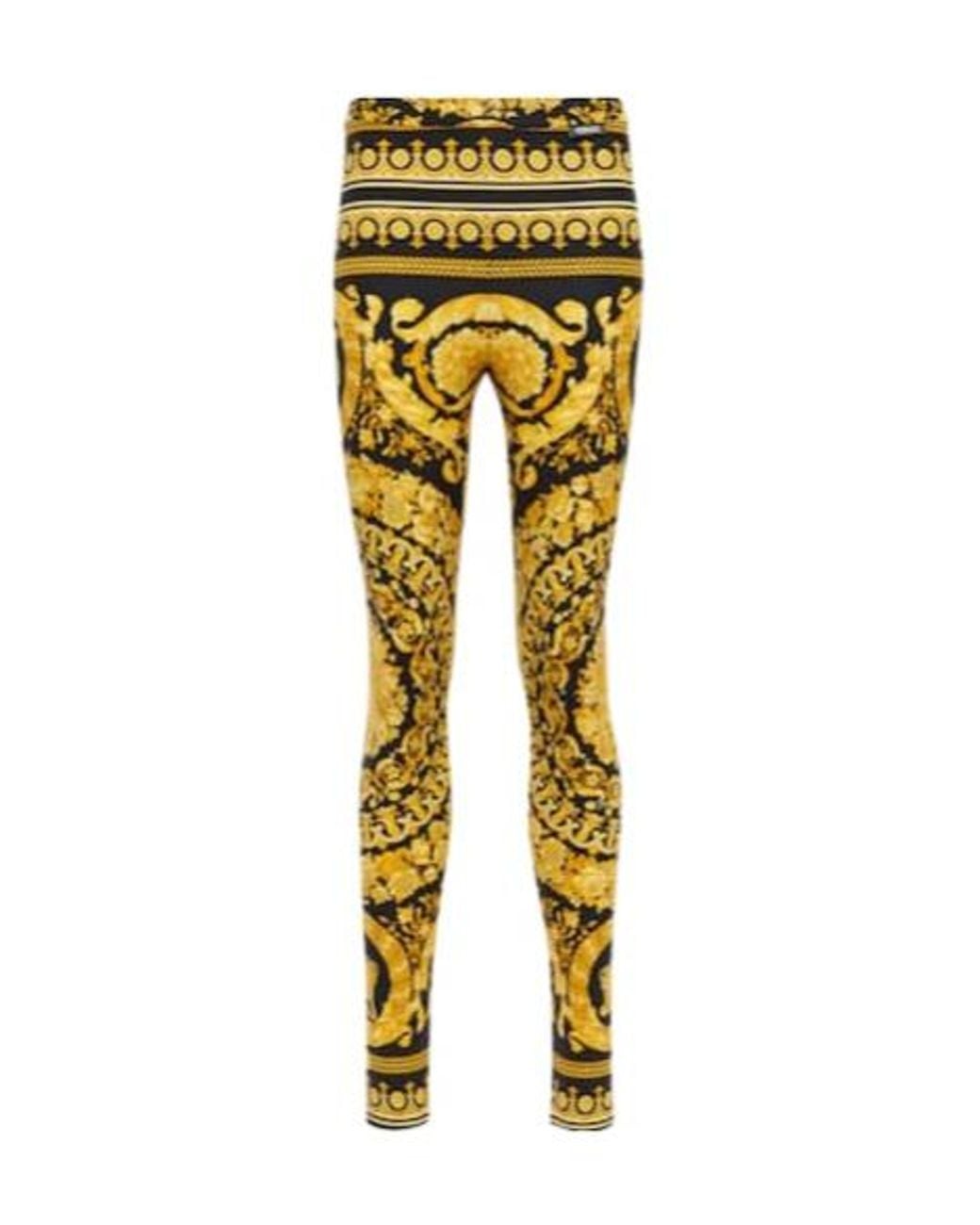 Versace Metallic Barocco Mid-Rise Leggings