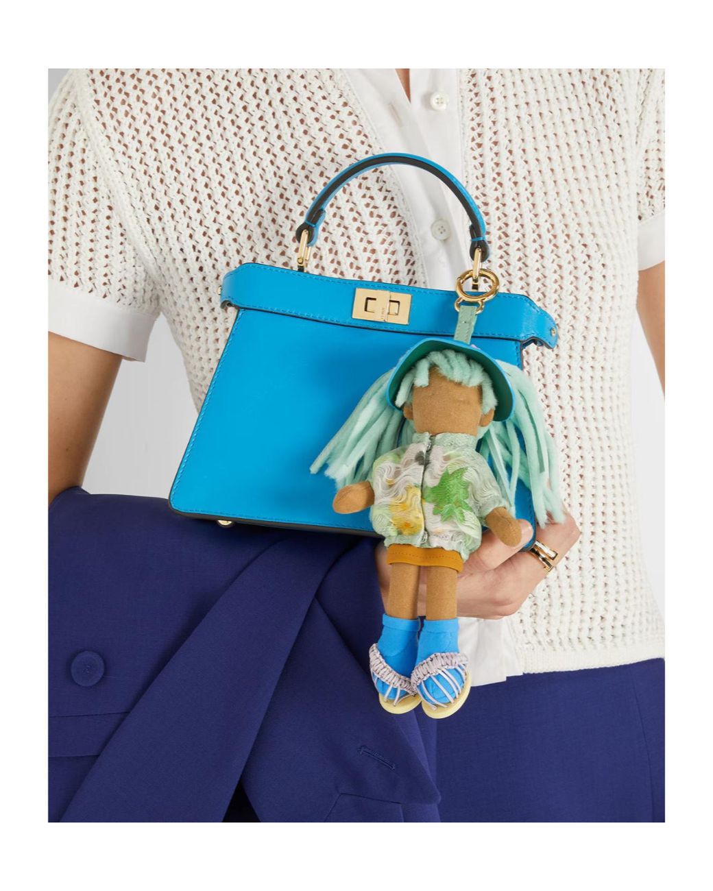 Fendi Blue Peekaboo Iseeu Petite Tote Bag