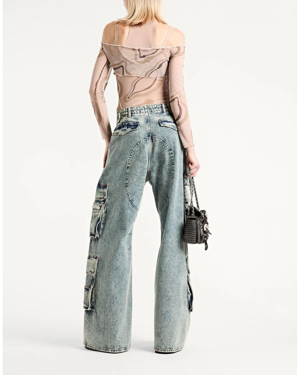 DIESEL Gray Mediumblue Denim Cargo Pants