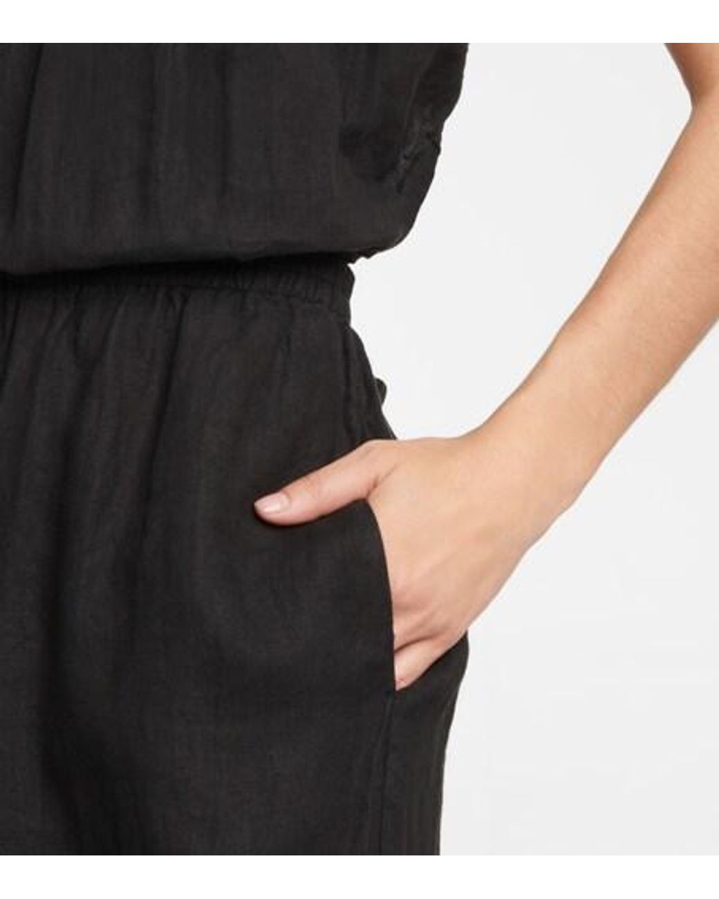 Velvet By Graham & Spencer Black Vivi Cutout Linen Jumpsuit
