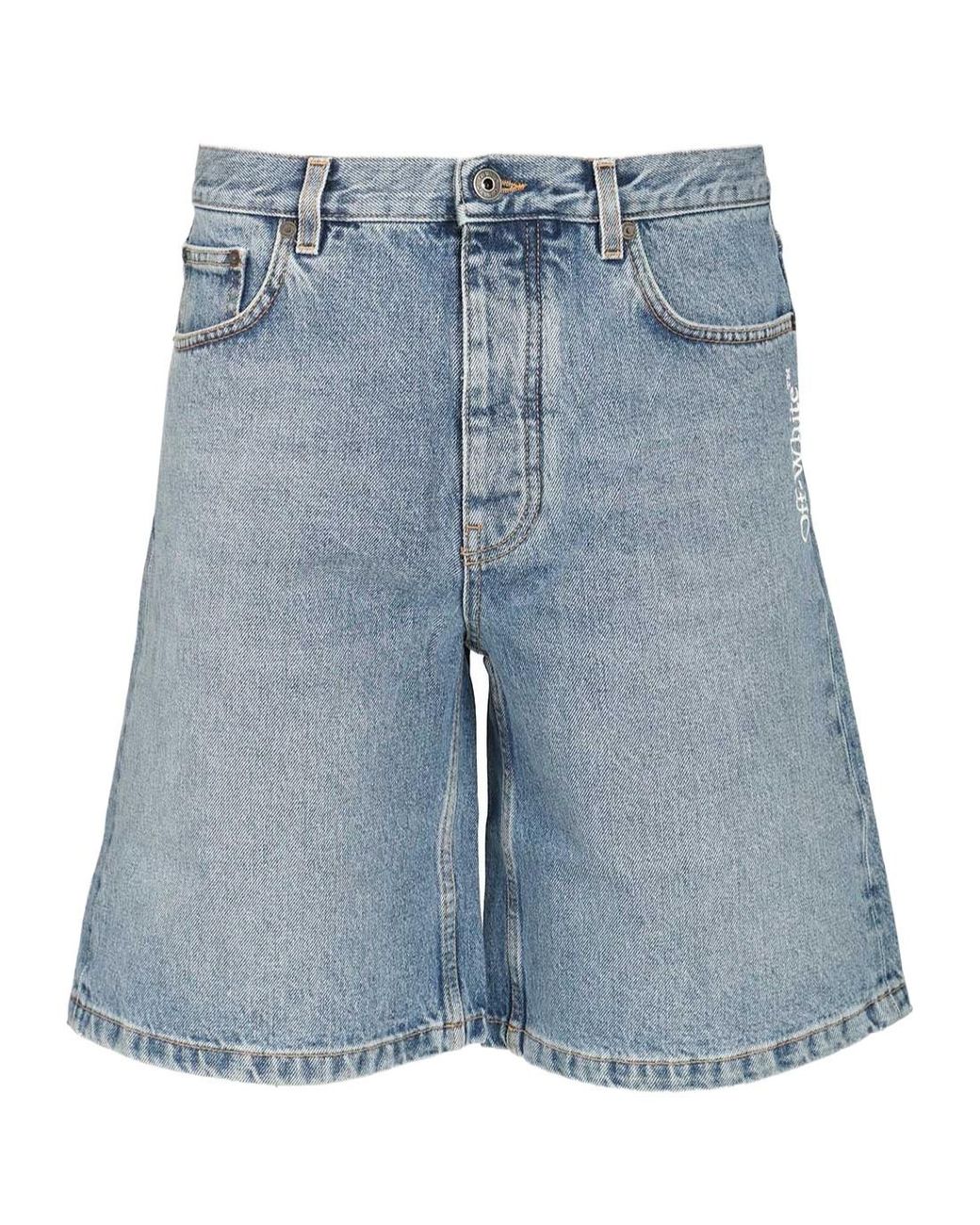 Off-White c/o Virgil Abloh Blue Half Arrow Denim Shorts for men