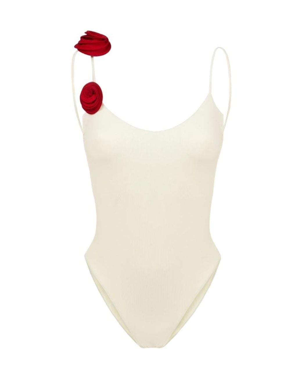 LaRevêche White Ashar Floral-Appliqué Swimsuit