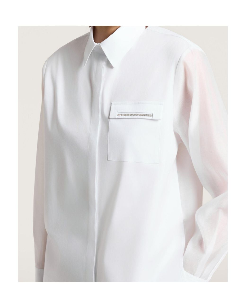 Peserico White Bead-Embellished Long-Sleeved Shirt