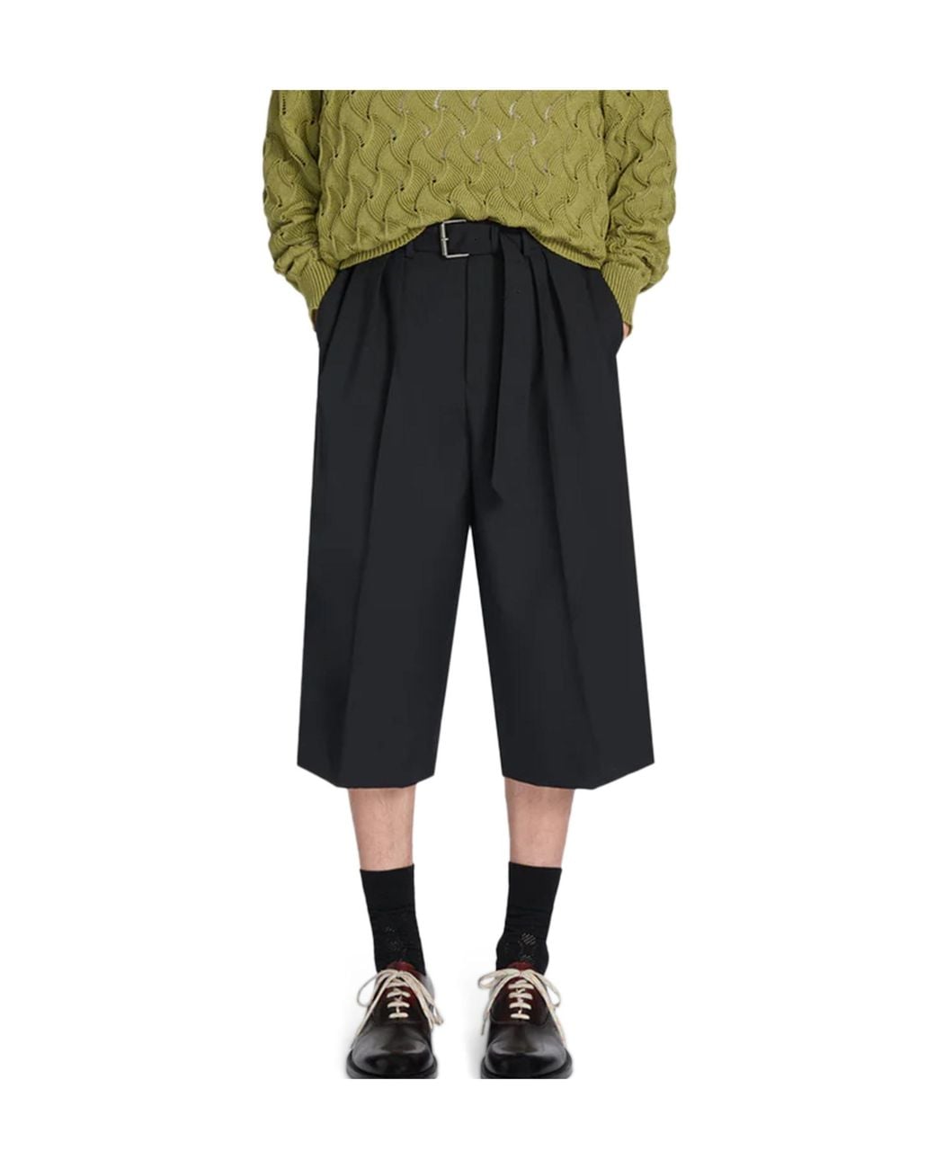 Dries Van Noten Black Belted Shorts for men