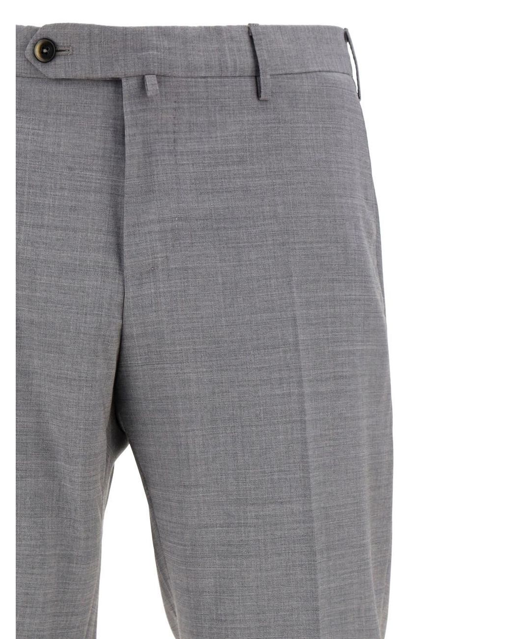 PT01 Gray Tailored-Cut Tapered Trousers for men