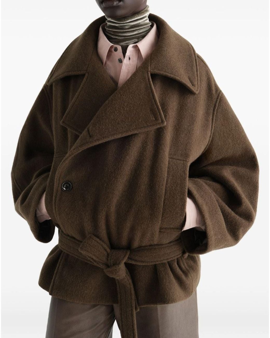 Lemaire Brown Short Wrap Coat