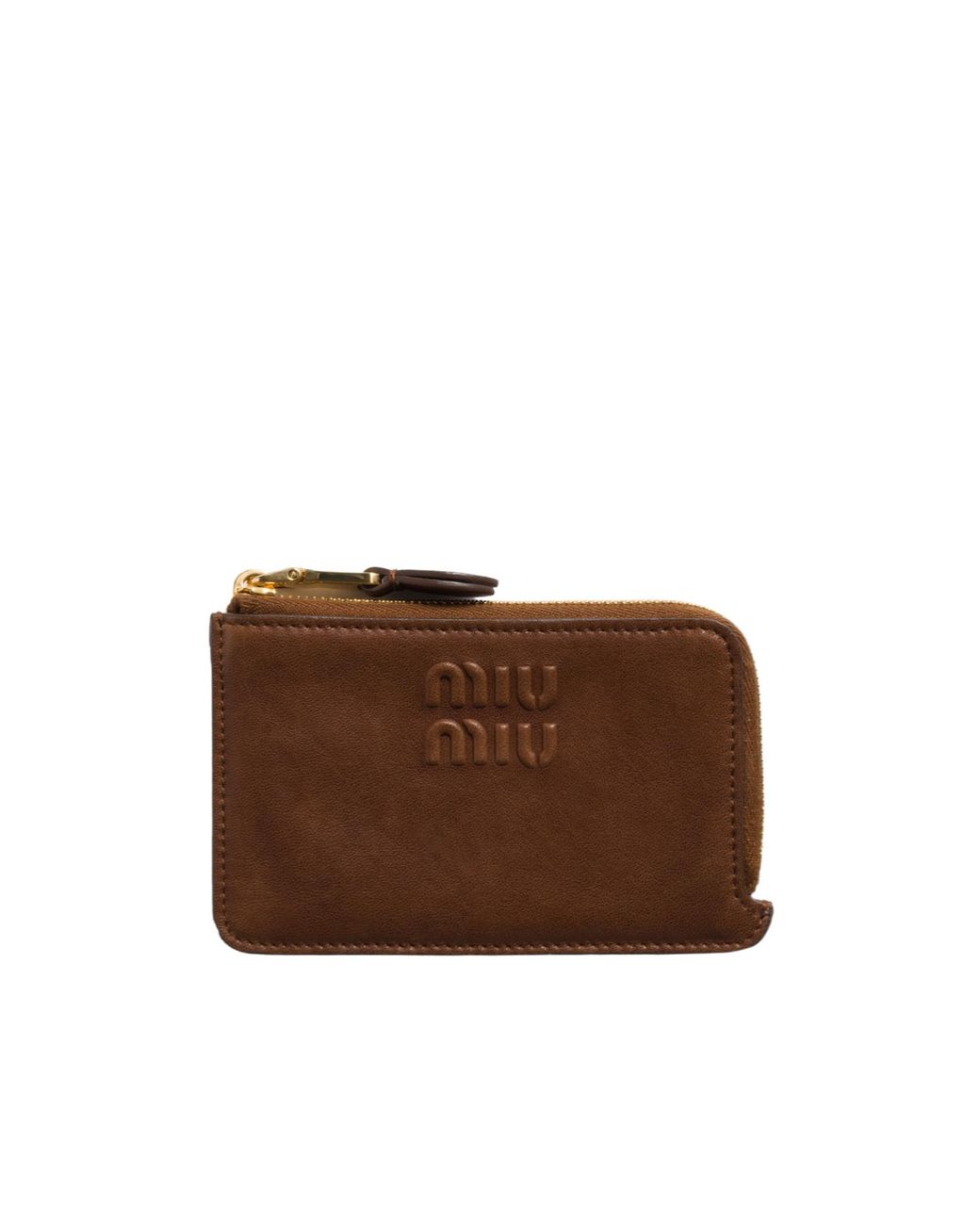 Miu Miu Brown Nappa Leather Envelope Card Holder