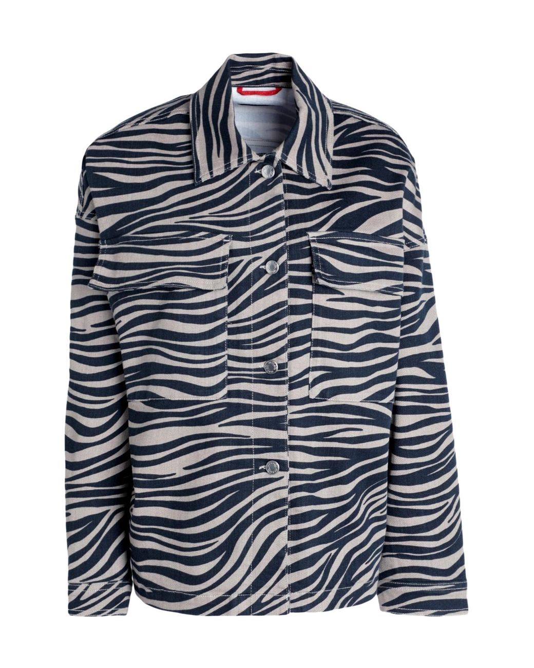 MAX&Co. Blue Zebra Print Denim Jacket