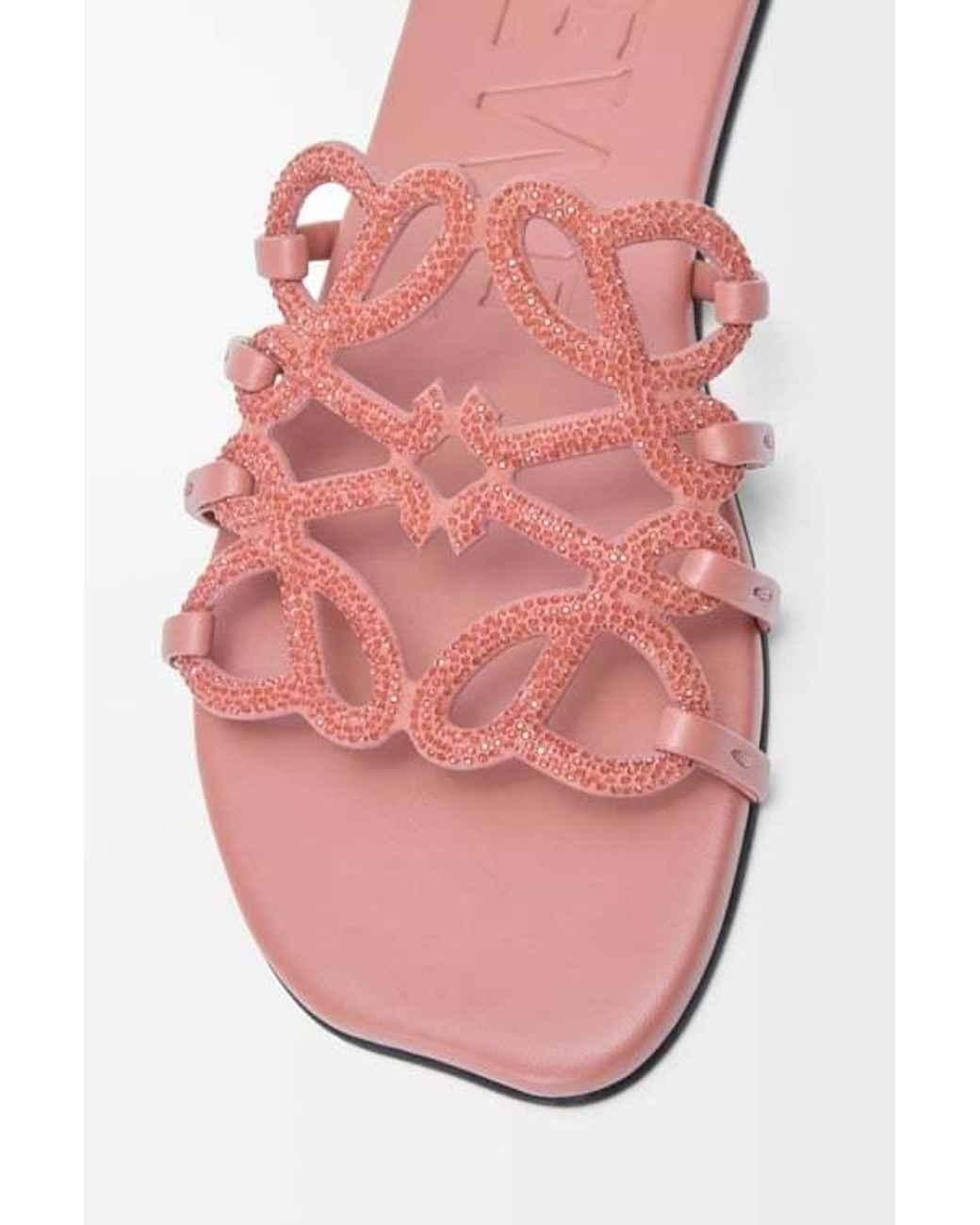 Loewe Pink Petal Anagram Slide Sandals