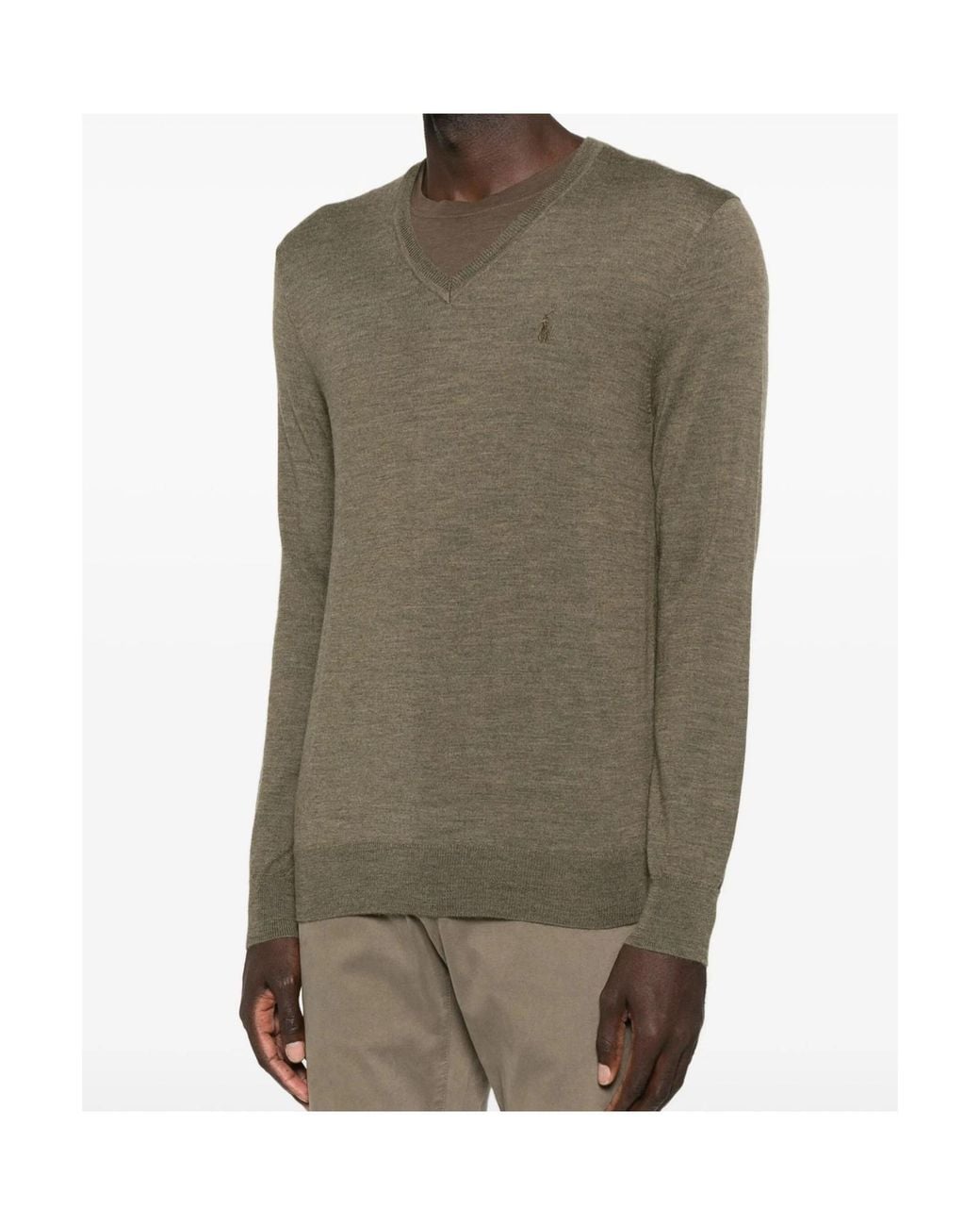 Polo Ralph Lauren Green V-Neck Wool Sweater for men