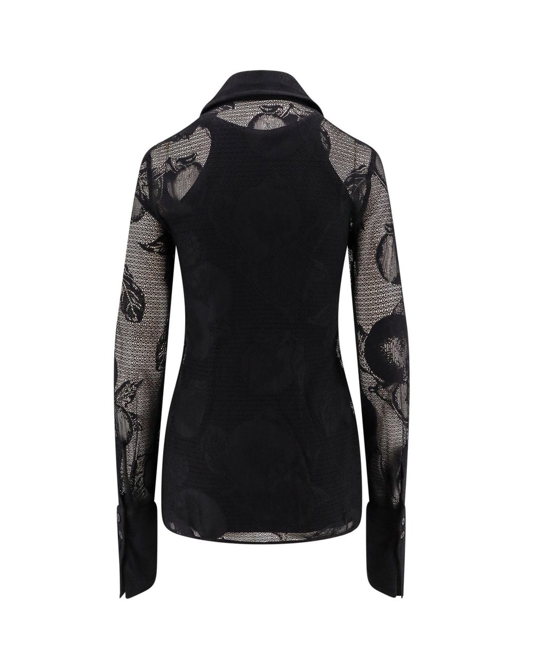 Sportmax Black Lace Detailed Long-Sleeved Top
