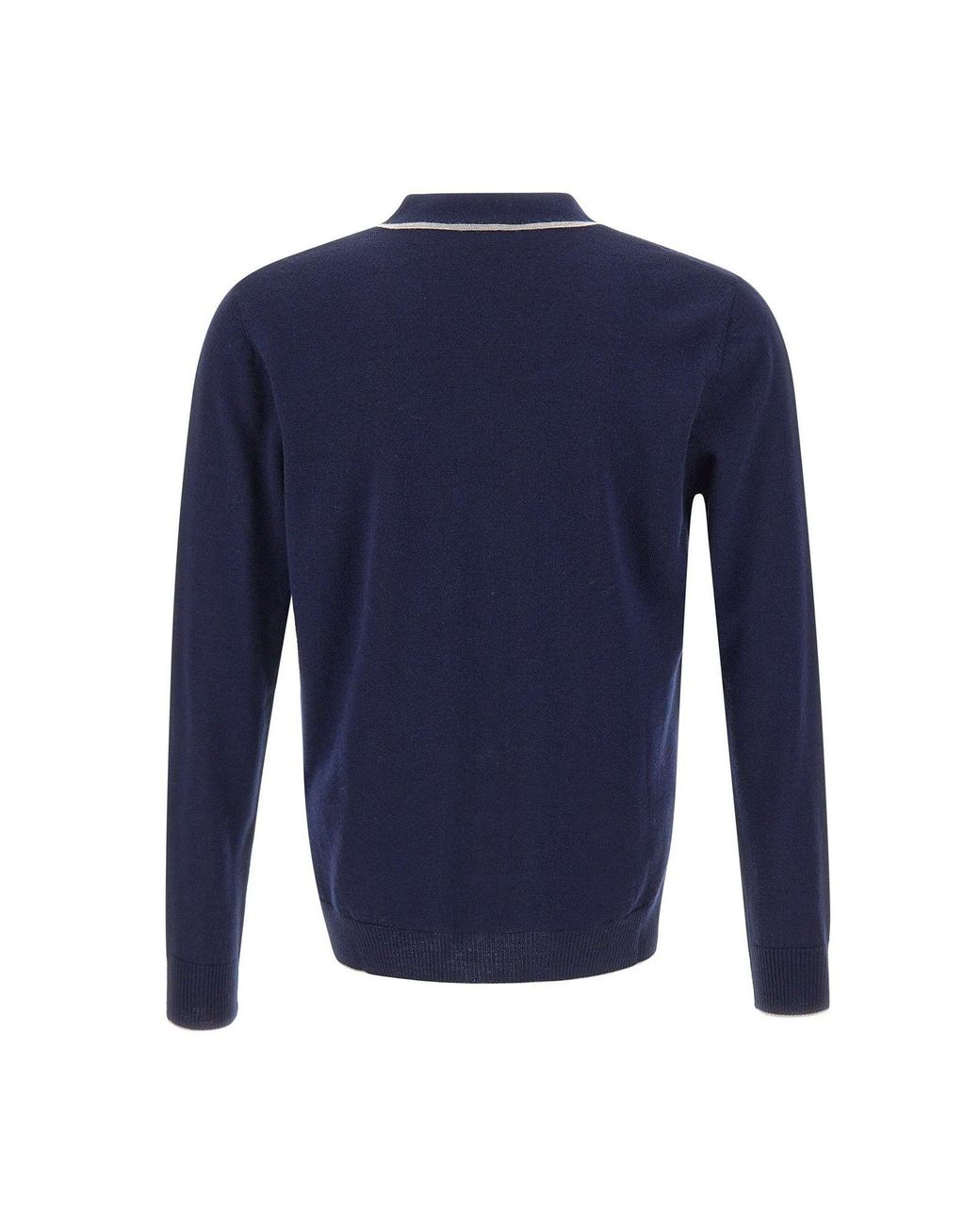 Eleventy Blue Contrast Trim V-Neck Cardigan for men