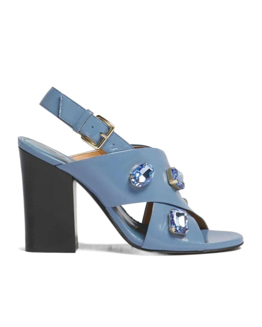 Marni Blue Embellished Criss-Cross Sandals