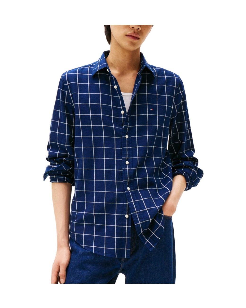 Tommy Hilfiger Blue Check Long-Sleeve Patterned Shirt for men