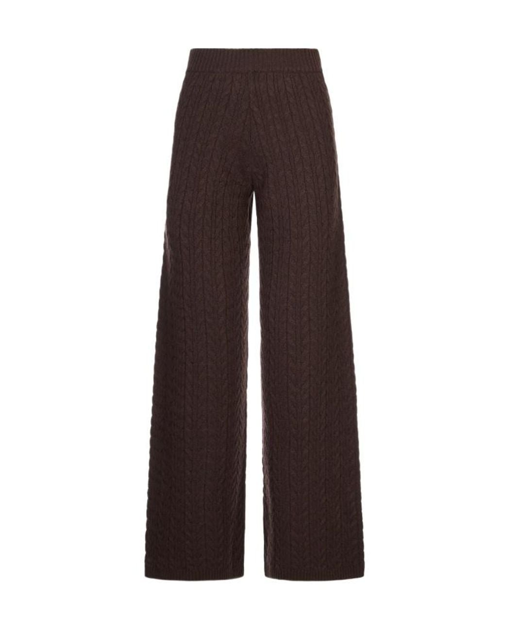Agnona Brown Cable-Knit Wide-Leg Trousers