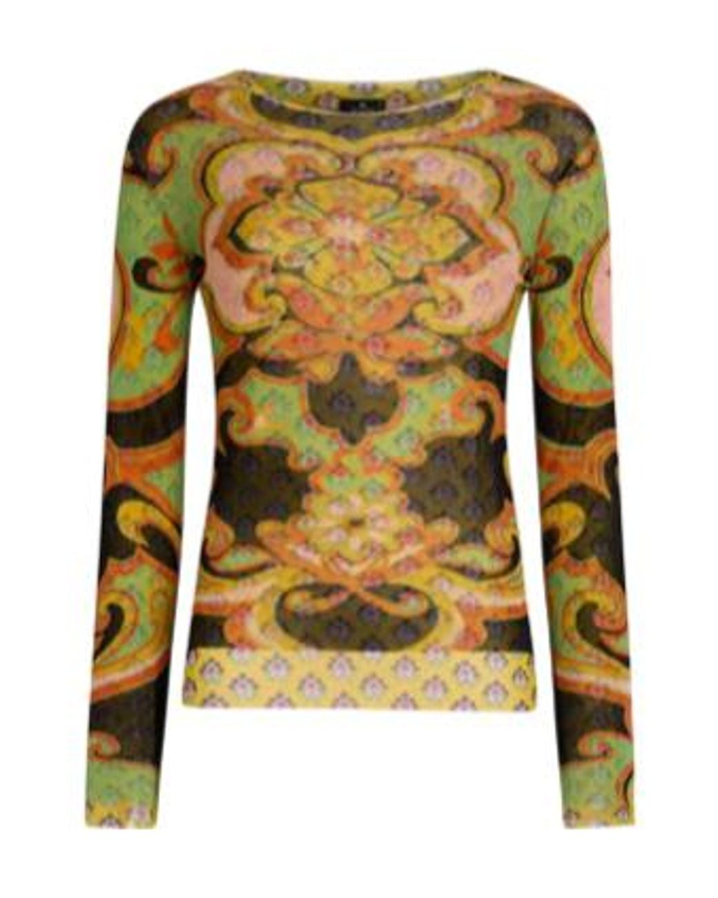 Etro Green Double Layer Patterned Knitted Top