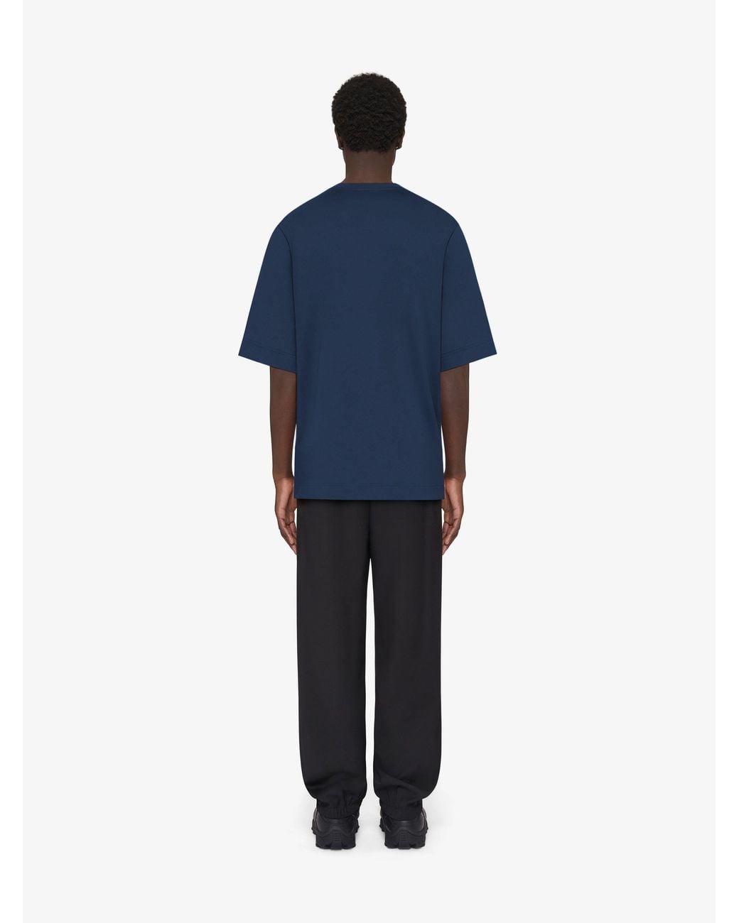 Givenchy Blue 4G Embroidered Crewneck T-Shirt for men